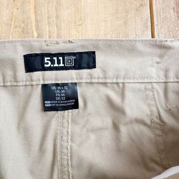 Men's 5.11 Tactical Tan Khaki Pants Rip Stop Straight Fit 36x32 - Picture 10 of 13